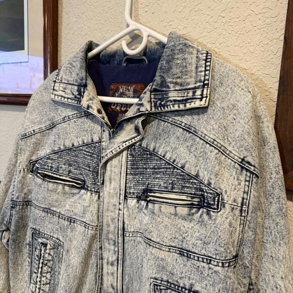 Vintage 80s RARE New Order Designer Acid Wash Denim Jacket Size Medium - Picture 3 of 7